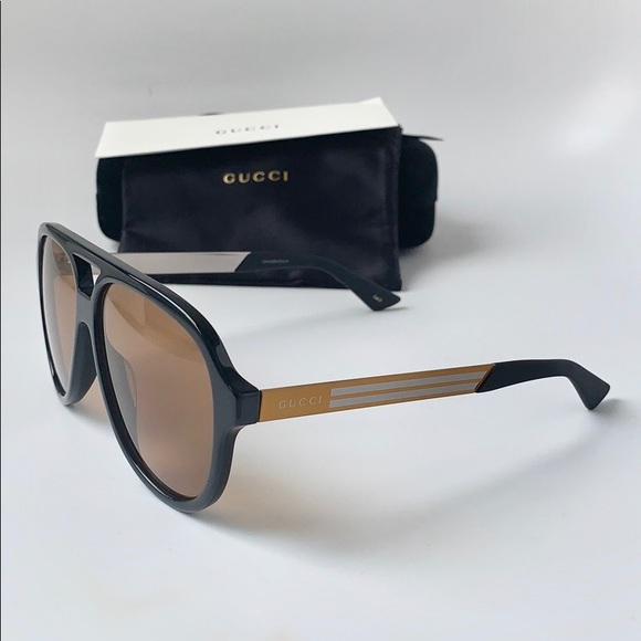 Gucci Sunglasses GG0688S 005 Black/Yellow/Brown - Picture 4 of 9